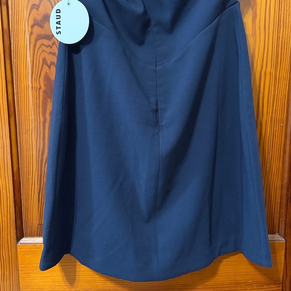 New STAUD Erica Halter Mini Dress - Navy Blue with Gold Accents - Picture 8 of 14